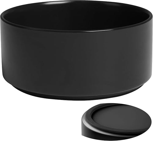 Ceramic Dog Bowls, Non Slip Dog Food and Water Bowl with Silicone Base, Heavy Pet Feeding Bowl for Small, Medium, and Big Dogs (Black, 6 Inches)