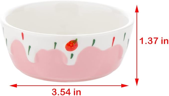 2 Pcs Hamster Ceramic Bowl, Small Animals Anti-Turning Food Water Bowl for Rabbit Hamster Guinea Pig Hedgehog Squirrel (Pink and Red)