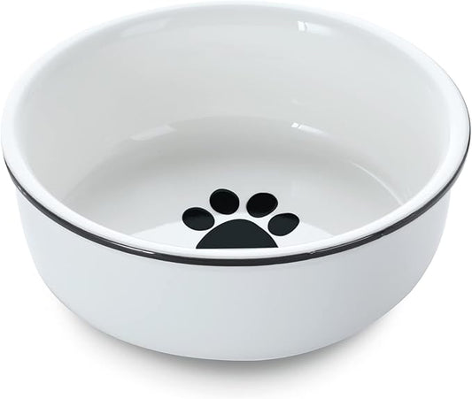Ceramics Raised Cat Bowl for Pet Food 15 Ounces White