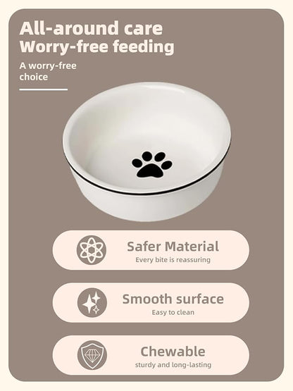 Ceramics Raised Cat Bowl for Pet Food 15 Ounces White