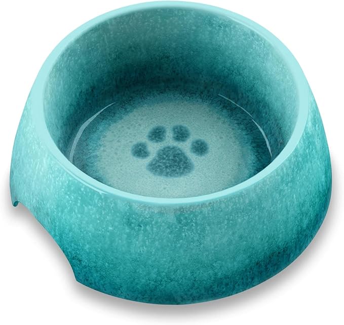 Paw Print Reactive Pet Bowl for Food and Water, Pure Melamine, Shatterproof, Medium, 2.5 Cup