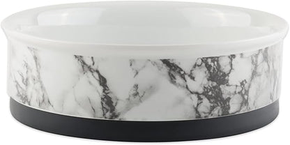 Pet Bowl Collection Ceramic Set, Medium, Marble, 2 Count White