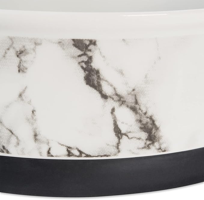 Pet Bowl Collection Ceramic Set, Medium, Marble, 2 Count White