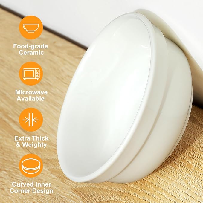 5" Ceramic Cat Bowl with Paws Pattern, Cat Food Bowl for Food and Water, Healthy Cat Dishes for Indoor Cats and Small Dogs, Dishwasher Safe & Microwaveable - White
