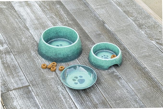 Paw Print Reactive Pet Bowl for Food and Water, Pure Melamine, Shatterproof, Medium, 2.5 Cup